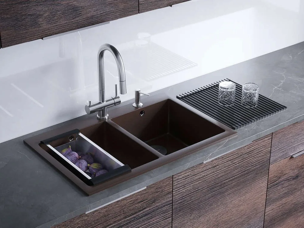 Мойка кухонная Omoikiri Bosen 80-2-DC темный шоколад Sancos — официальный сайт