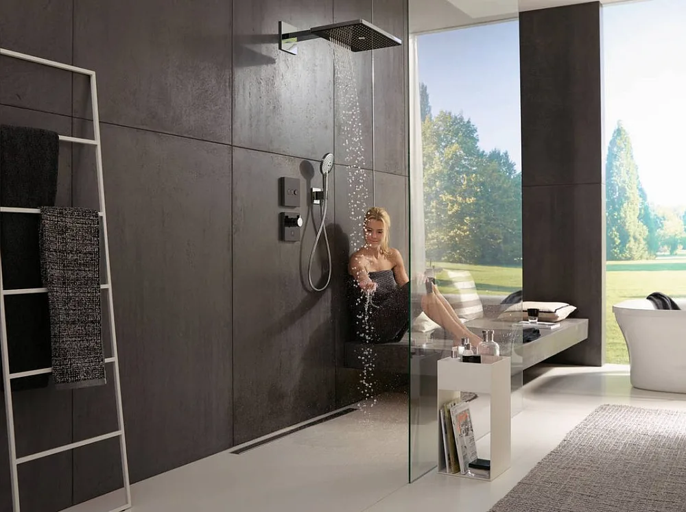 Верхний душ Hansgrohe Rainmaker Select 460 24007600 черный - хром Sancos — официальный сайт