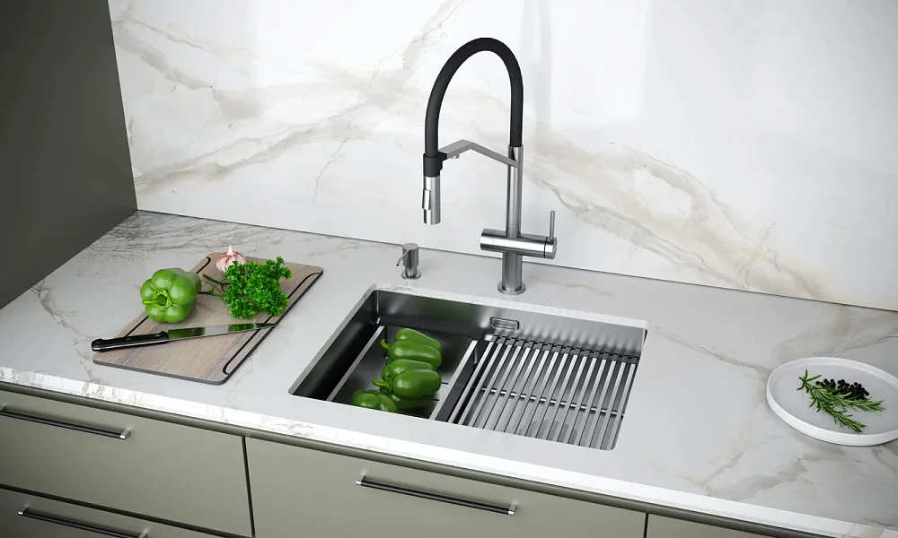 Смеситель для кухни Paulmark Paulmark Zender Ze213155-BS брашированная сталь Sancos — официальный сайт