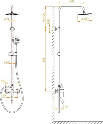 Душевая стойка RGW Shower Panels SP-24B, матовый черный