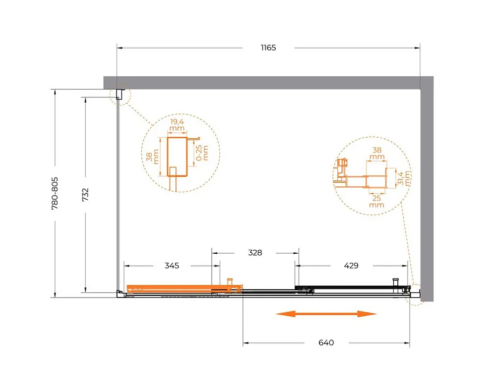 Душевой уголок Cezares Molveno AHF 31 120+80 C CR IV 120х80 см, профиль хром, стекло прозрачное Sancos — официальный сайт