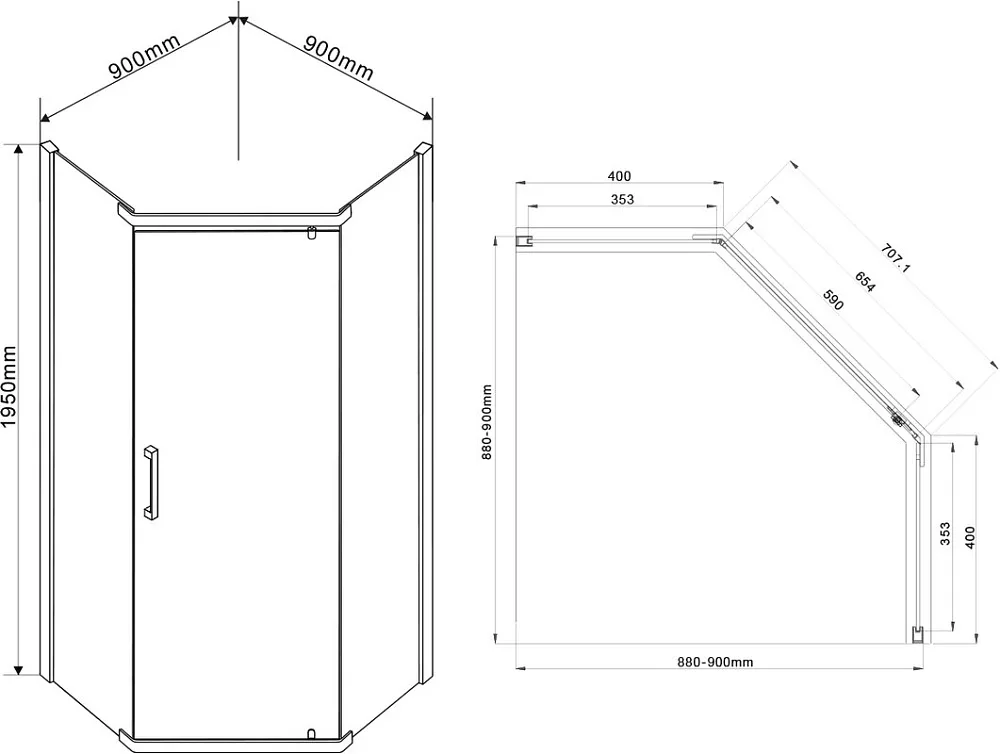Душевой уголок Vincea Stresa VSP-1S900CL 90x90, профиль хром, стекло прозрачное Sancos — официальный сайт