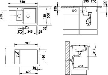 Мойка кухонная Blanco Metra 6 S Compact темная скала