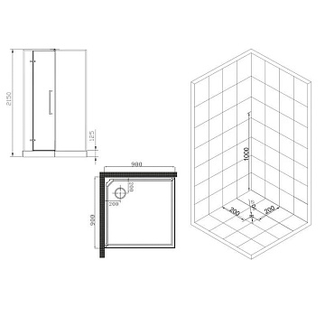 Душевая кабина Esbano ESM ESM-QUADRO-90 (Right) 90х90х215 R, квадратная