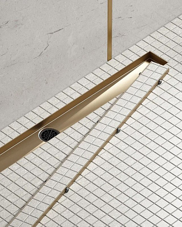 Душевой трап (лоток) Timo Drain Systems DS230207/17 700 двусторонняя панель plate под плитку, золото