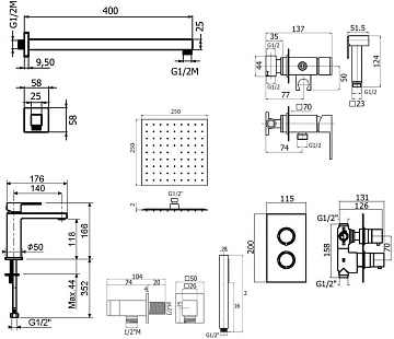 Комплект для ванной Plumberia Selection Tag KITZTGT18QCR53 С ВНУТРЕННЕЙ ЧАСТЬЮ, хром