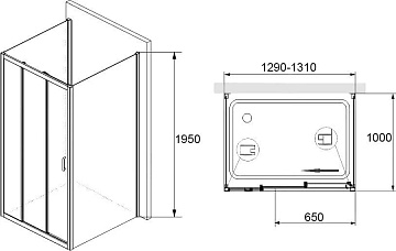 Душевой уголок RGW Passage PA-13+100 см (129-131)x100x195 профиль хром, стекло прозрачное