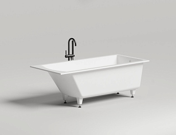 Ванна из искусственного камня Salini Cascata S-Sense 170x70 см, встраиваемая, белая, на ножках