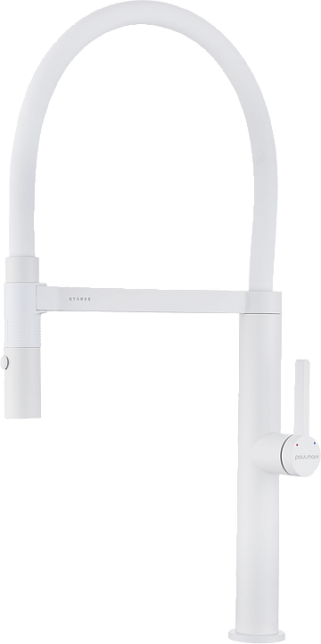 Смеситель для кухни Paulmark Leader Le214101-WH, белый матовый, с гибким изливом