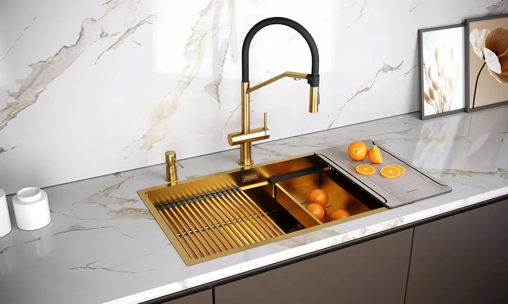 Смеситель для кухни Paulmark Zender Ze213155-BG брашированное золото Sancos — официальный сайт