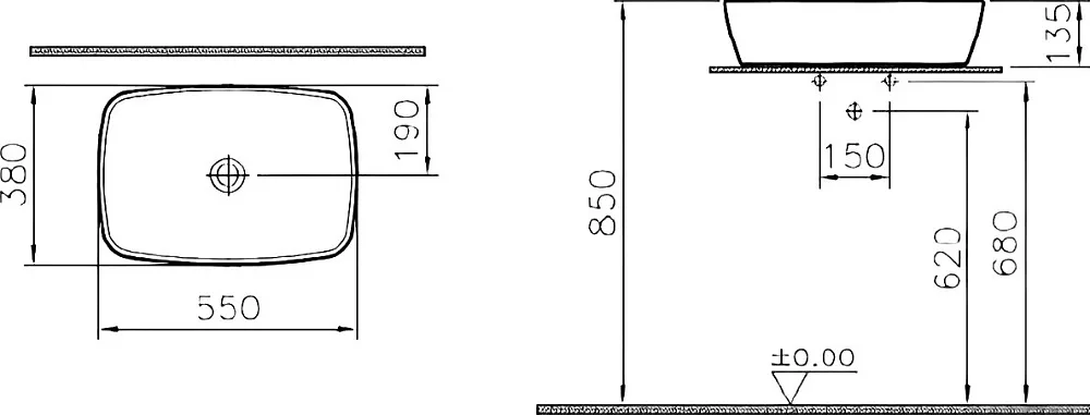Накладная раковина VitrA Shift 7075B083-0016 55 см, черная Sancos — официальный сайт