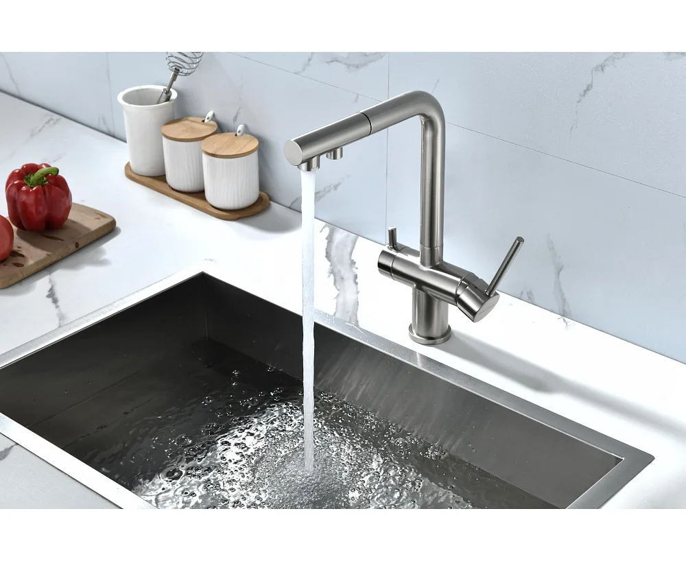 Смеситель для кухни Paulmark Serpentine Se213222-BS брашированная сталь Sancos — официальный сайт