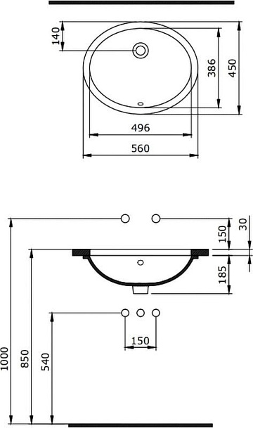 Раковина Berges Ego 56x45, глянцевая белая