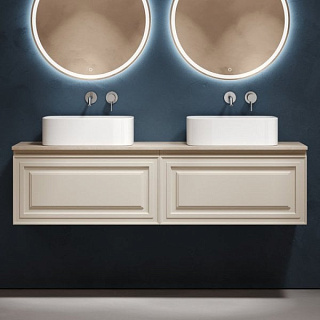 Тумба с раковиной Sancos Very 160 beige soft, столешница бежевая TT160A2, раковина CN6052