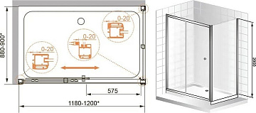 Душевой уголок Cezares Anima W AH1 120/90 P Cr