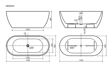 Акриловая ванна Sancos Leaf 170x80 см, белая матовая, FB20MW