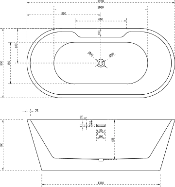 Акриловая ванна Abber 170x80 см, AB9299-1.7