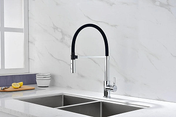 Смеситель для кухни Paulmark Halt Ha214021-CR хром, с гибким изливом