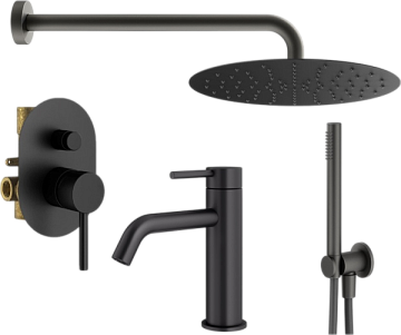 Комплект для ванной Plumberia Selection Ixo KITXO15NO53 С ВНУТРЕННЕЙ ЧАСТЬЮ, черный матовый