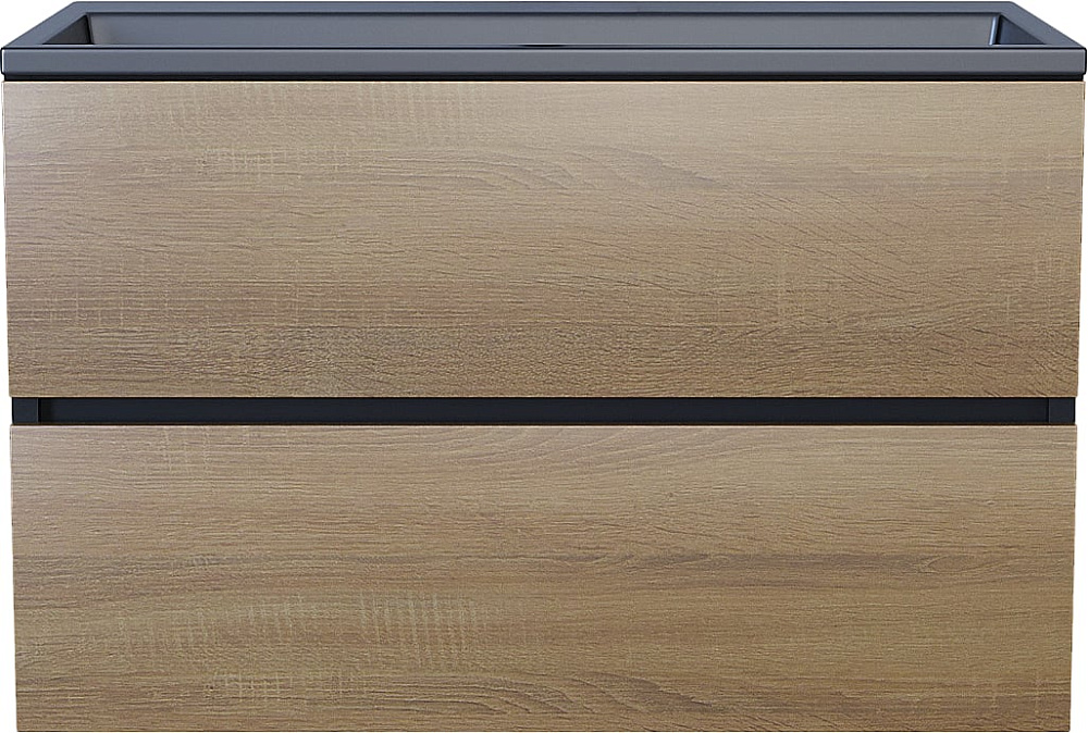 Тумба под раковину без столешницы Uperwood Barsa 80 подвесная, черная, дуб сонома