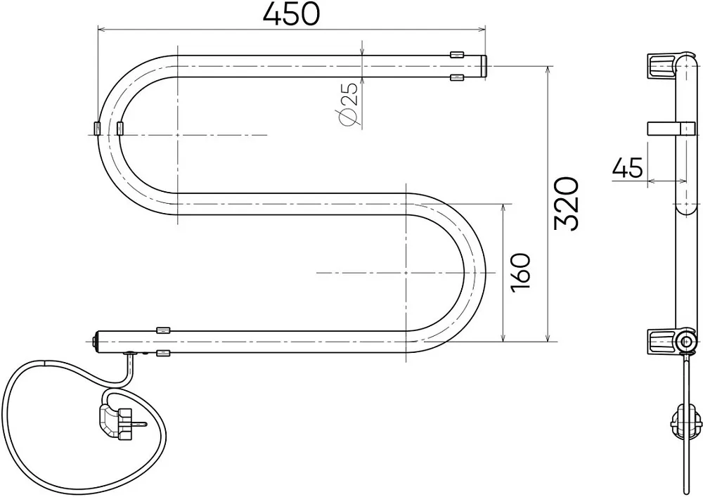 Полотенцесушитель электрический Indigo S SE1-32-45v Sancos — официальный сайт