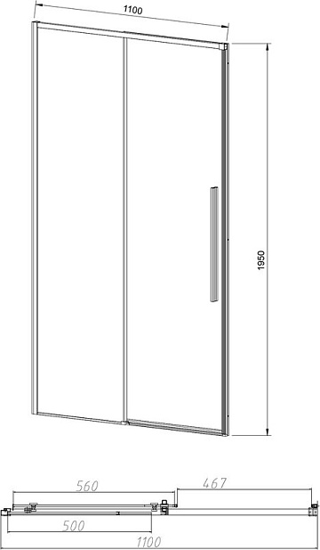 Душевая дверь в нишу Vincea Slim-N VDS-4SN110CL 110 см, профиль хром