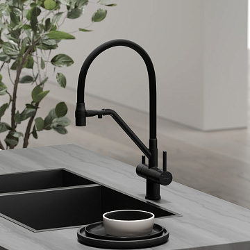 Смеситель для кухни Sancos Dora SC4003MB с гибким изливом, матовый черный