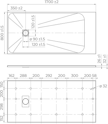 Поддон для душа RGW TSS W 170x80