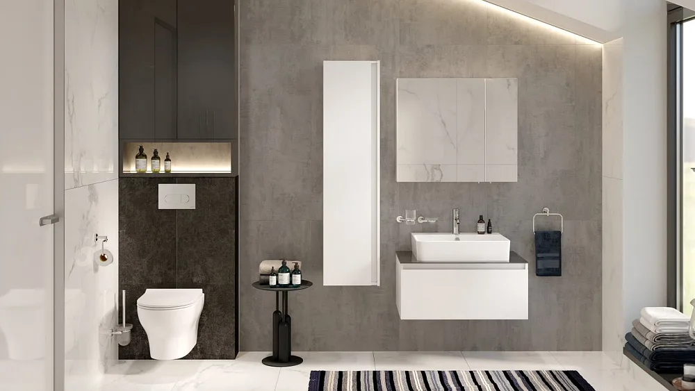 Шкаф-пенал для ванной VitrA Nuo 35 глянцевый белый Sancos — официальный сайт