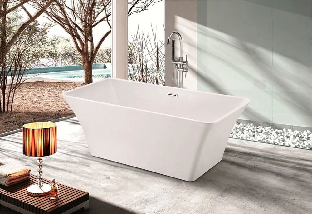 Акриловая ванна Esbano Cordoba 170x75 см, отдельностоящая, белая, со сливом-переливом Sancos — официальный сайт
