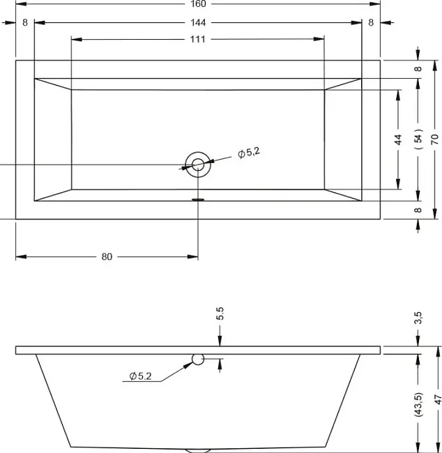 Акриловая ванна Riho Lusso B013001005 без опоры 160x70 см, встраиваемая, белая Sancos — Оригинал