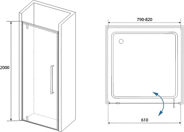 Душевой уголок RGW Stilvoll SV-02B+80 см (79-82)x80x200 профиль черный матовый, стекло прозрачное