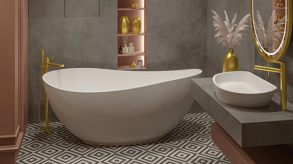 Ванна из искусственного камня WHITECROSS Ruby 170x75 см, отдельностоящая, матовая белая, овальная, с Sancos — официальный сайт