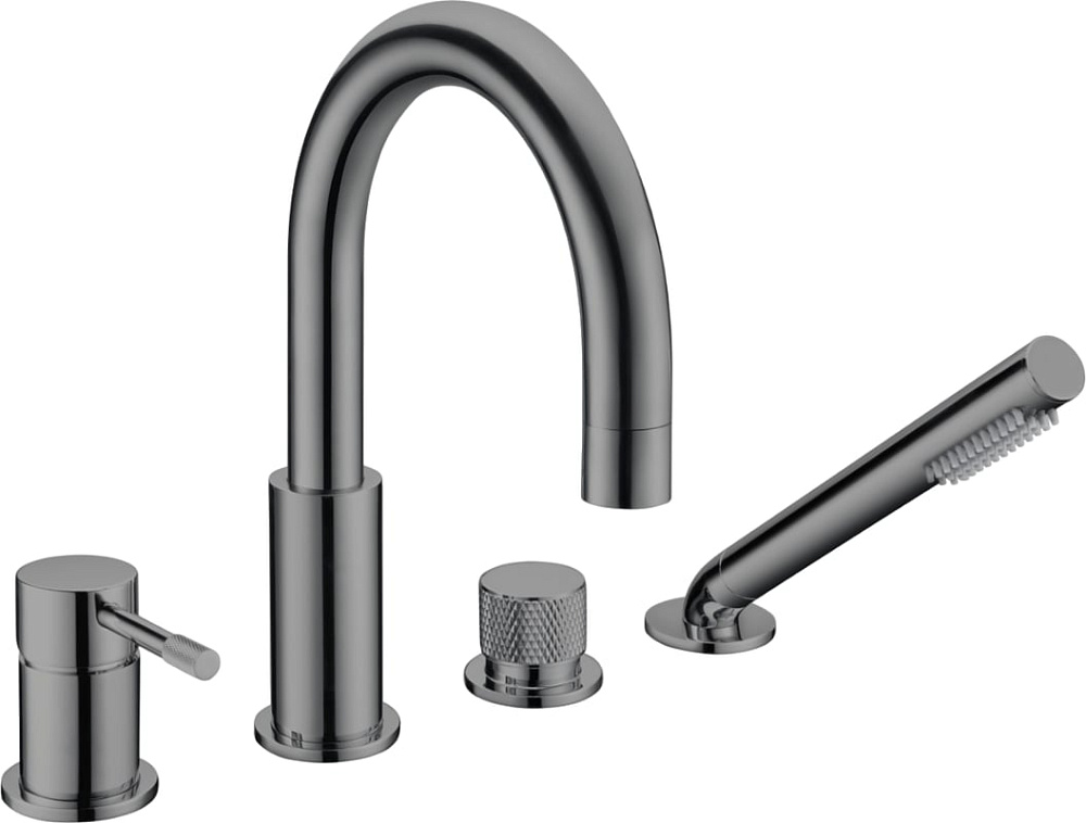Смеситель на борт ванны Boheme Uno 460-SGM, shine gun metal