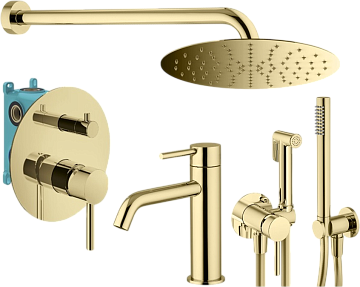 Комплект для ванной Plumberia Selection Ixo KITZXO18OR53 С ВНУТРЕННЕЙ ЧАСТЬЮ, золото 24к