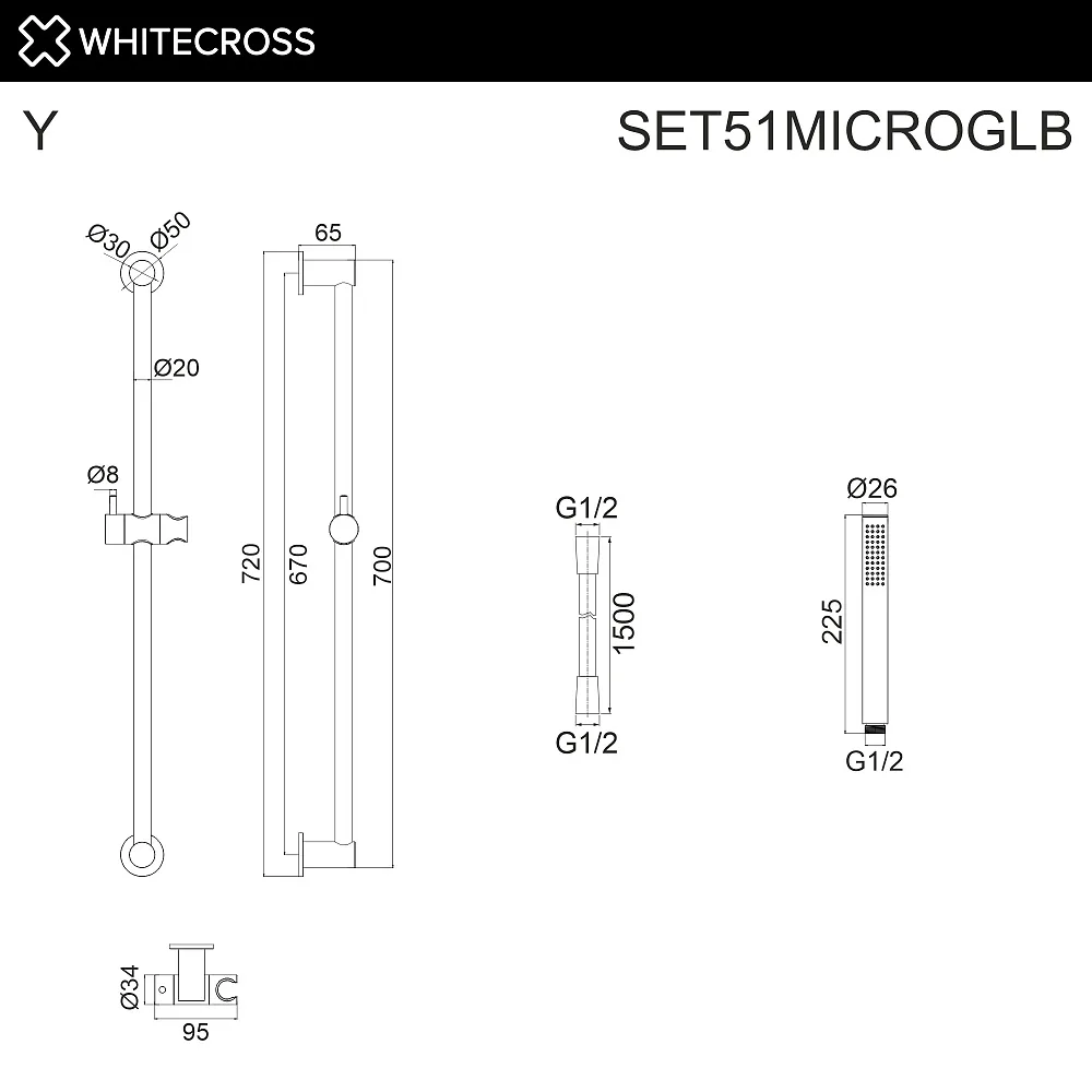 Душевой гарнитур WHITECROSS SET51MICROGLB, брашированное золото Sancos — официальный сайт
