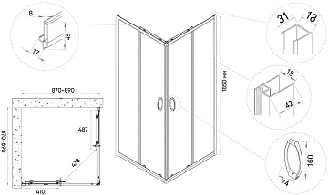 Душевой уголок Veconi Rovigo RV-113B 90x90