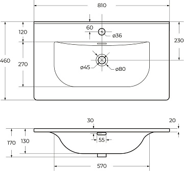 Мебельная раковина BelBagno BB-8099-80 глянцевая белая