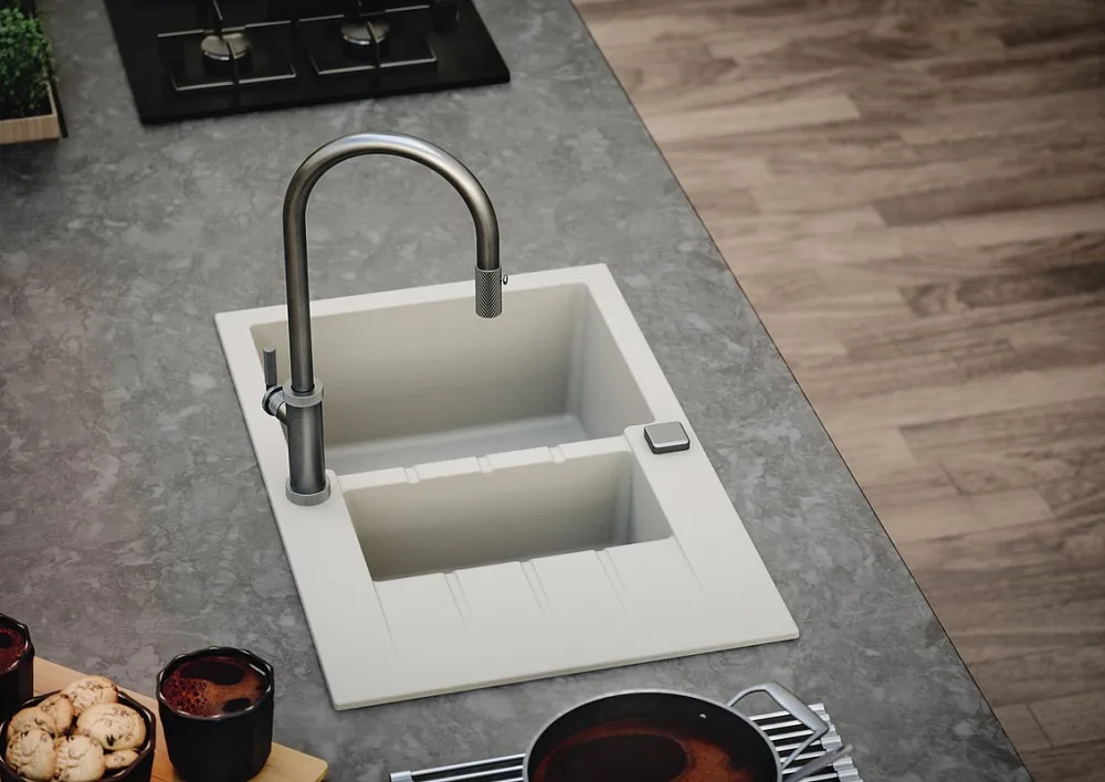 Смеситель для кухни Alveus Nerina 1132178 хром матовый Sancos — официальный сайт