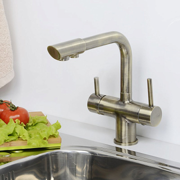 Смеситель для кухни Wasserkraft A8037, светлая бронза