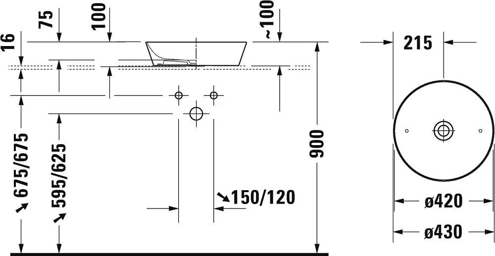 Накладная раковина Duravit Cape Cod 2328430000 43 см Sancos — официальный сайт