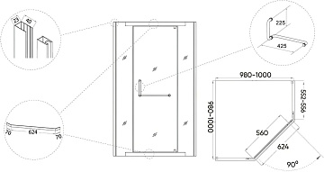 Душевой уголок Veconi Rovigo RV-36B 100x100