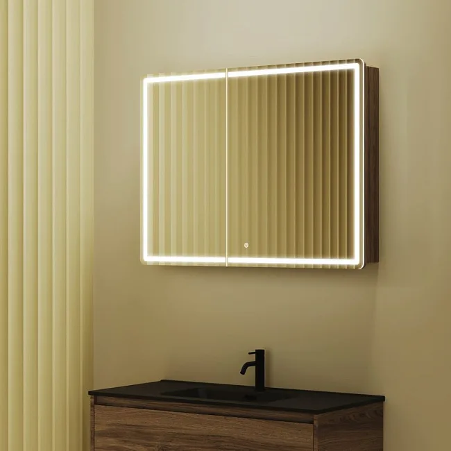 Зеркало-шкаф Sancos Mirror 100 с подсветкой, дуб чарльстон Sancos — Оригинал