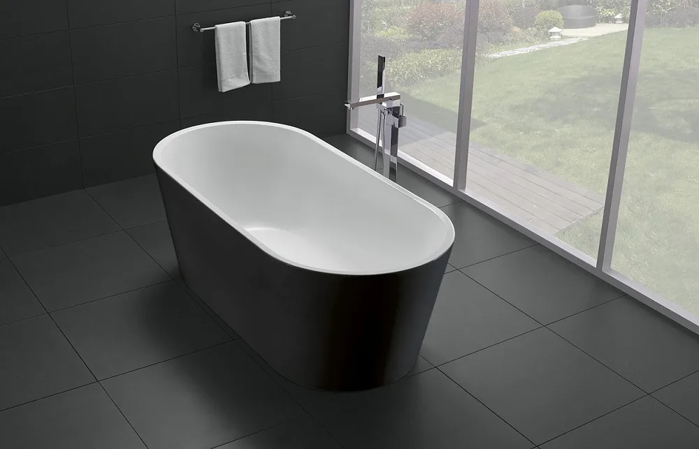 Акриловая ванна BelBagno BB71-1700-NERO-W0 170x80 см, отдельностоящая, глянцевая черная, овальная Sancos — официальный сайт