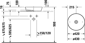 Накладная раковина Duravit Cape Cod 2328430000 43 см