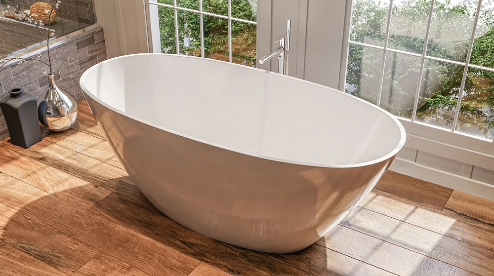 Ванна из искусственного камня WHITECROSS Onyx B 160x75 см, отдельностоящая, белая, овальная, с донны Sancos — официальный сайт