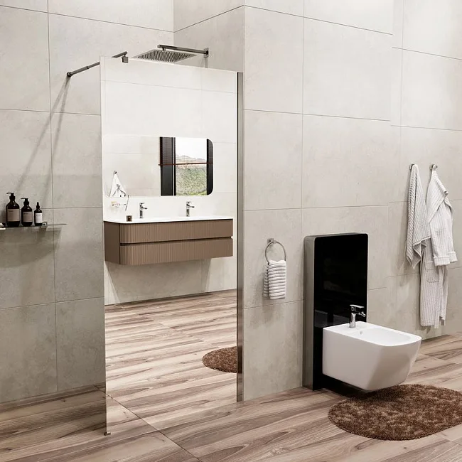 Душевая перегородка Wasserkraft Rur 30W 120 см, профиль хром, стекло зеркальное Sancos — Оригинал