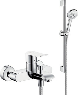 Смеситель для ванны с душем Hansgrohe Metris 31480000, + Душевой гарнитур Hansgrohe Crometta 100 Mul