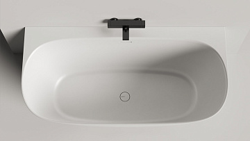Ванна из искусственного камня Salini Sofia Wall S-Sense 160x80 см, пристенная, белая, овальная, с до