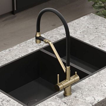 Смеситель для кухни Sancos Dora SC4003BG с гибким изливом, брашированное золото